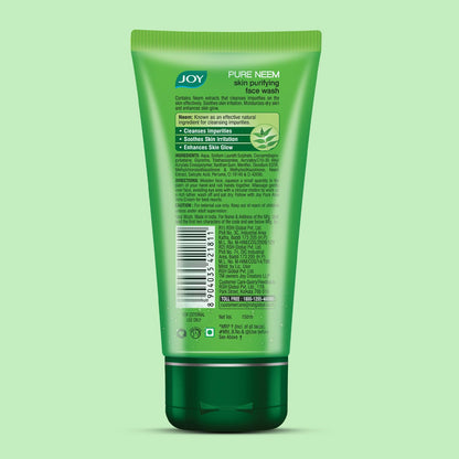Joy Skin Purifying Neem Face Wash for Oily & Acne-Prone Skin | Fights Pimples, Controls Excess Oil & Unclogs Pores | Natural Antibacterial Formula | Men & Women 150ml