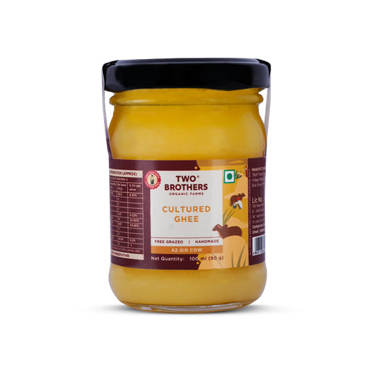 Two Brothers Organic Farms A2 Ghee |Free-grazed, Grass-fed Desi Gir Cows | Traditional Bilona Method | Pure, Natural and Healthy Ghee | Farm-Made A2 Cow Ghee with Probiotics for Gut Health