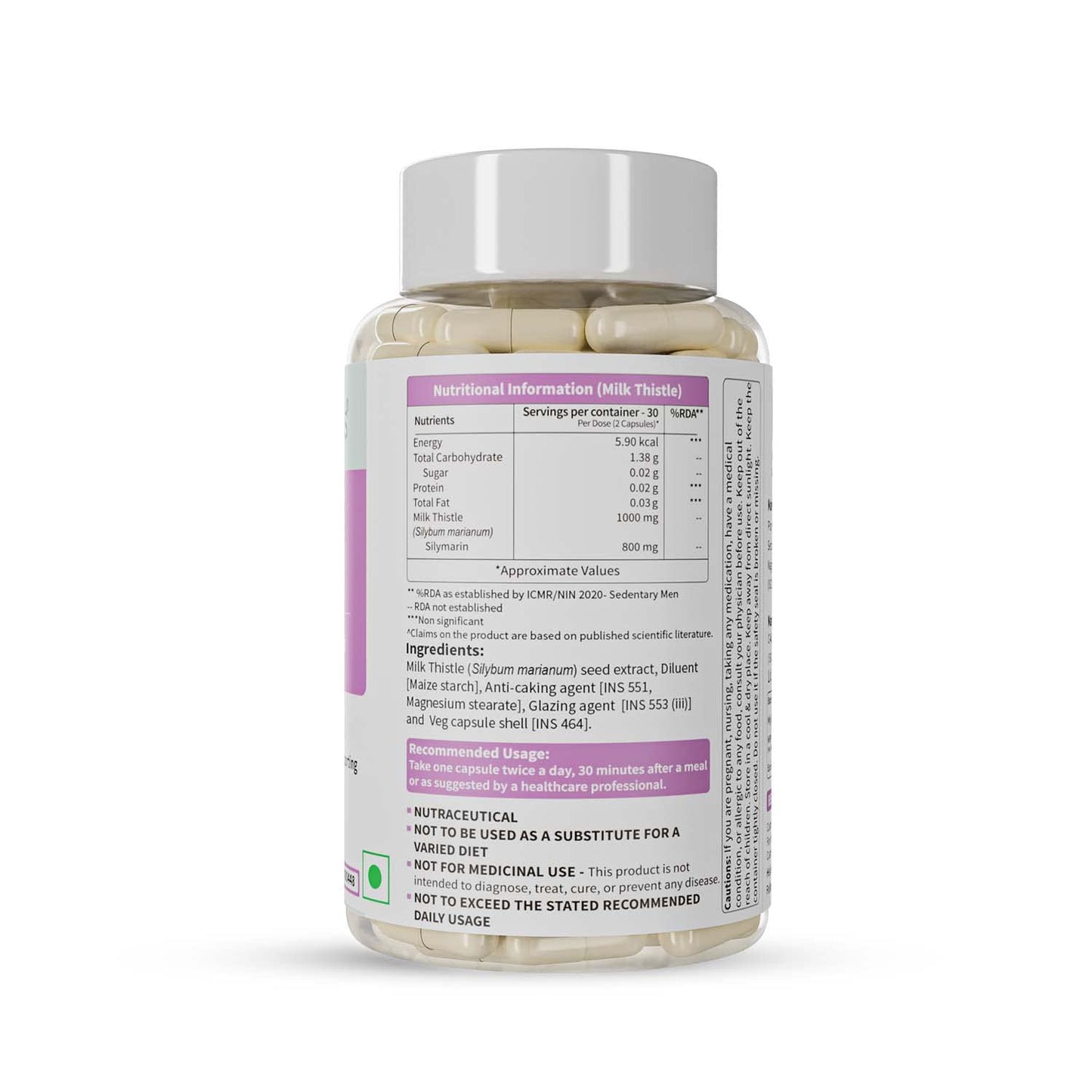 Neuherbs Milk Thistle - 60 Capsules| Liver detox supplement With 800 Mg Of Silymarin | Supports Healthy & Strong Liver