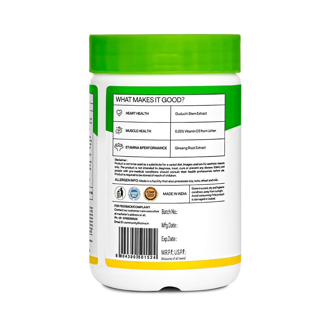 OZiva Plant Based Multivitamins for Men 35+| For Heart & Muscle Health, Stamina & Performance| With Guduchi Extract, Vegan Vitamin D3, 50 Vegetarian Capsules