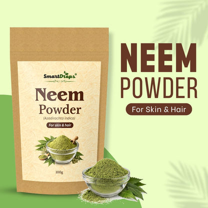 Smartdrops Neem Powder for Hair Scalp Care and Hair Pack Preparation DIY Hair Mask Mixing Powder for Weekly Routine | Neem Powder for Skin Face Pack Preparation Refreshing Skin Care | 100g (Pack-1)