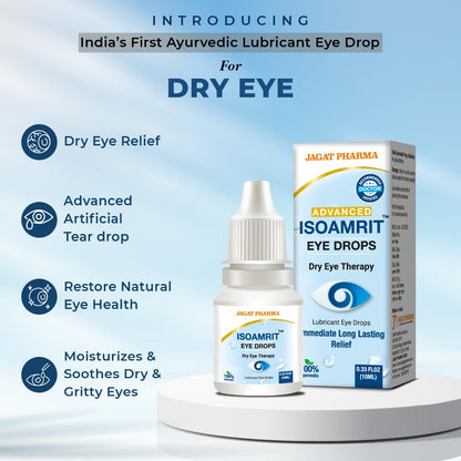 Jagat Pharma ISO Amrit Ayurvedic Eye Drops for Tired & Dry Eyes 10 Ml |100% Ayurvedic Formula for Digital Eye Strain|For Dryness, Redness, Itching, Daily Use