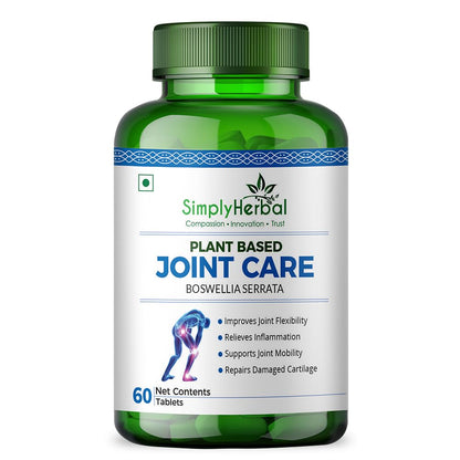 Simply Herbal Plant-Based Joint Care & Joint Support Tablets | Moringa, Boswellia Serrata, Eucalyptus, Green Amla, Green Turmeric, Alfalfa, Aloe Vera | 60 Tablets