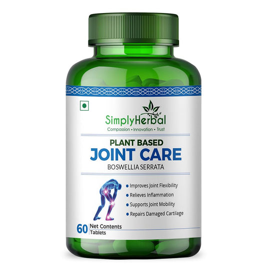 Simply Herbal Plant-Based Joint Care & Joint Support Tablets | Moringa, Boswellia Serrata, Eucalyptus, Green Amla, Green Turmeric, Alfalfa, Aloe Vera | 60 Tablets