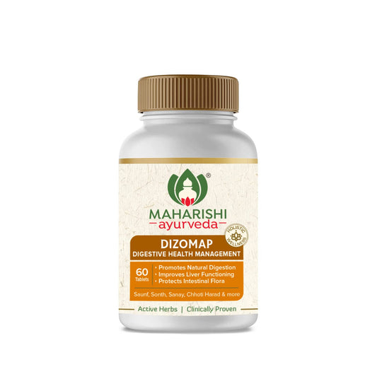 Zephivo Maharishi Ayurveda Dizomap, Ayurvedic Tablet Medicine For Indigestion & Constipation, Improves Liver Functioning & Intestinal Flora, Saunf, Sonth, Sanay & Chhoti Harad, 60 Tablets

