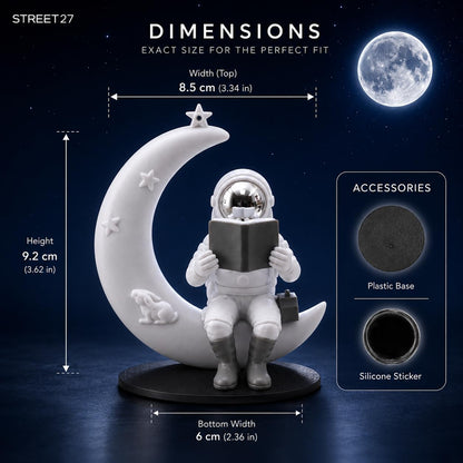 Astronaut Figurine Showpiece for Home Décor, Office Desk, Car Dashboard & Table Decoration | Space Astronaut Statue Collectible Gift for Home, Room & Workspace (Moonstar Silver)