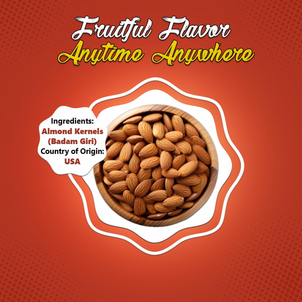 YUM YUM Pure California Almonds/Badam Whole, 500g, Real Nuts, High in Fiber, Badam Giri, Rich in Protein, Magnesium, Phosphorus and Dietary Fibre, Nuts & Dry Fruits