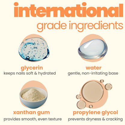 Advertisement for International Grade Ingredients with images of glycerin, water, xanthan gum, and propylene glycol.
