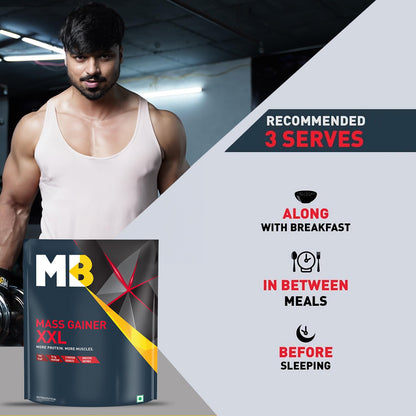 MuscleBlaze Mass Gainer XXL (Chocolate, 1kg / 2.2lbs, 10 Servings) | With Complex Carbs, High Protein & Digestive Enzymes
