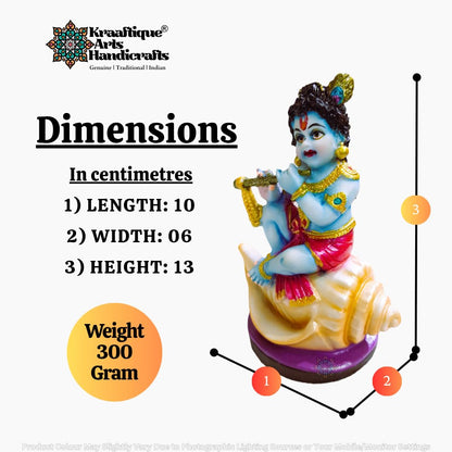 Lord Krishna Idol for Home Decor & Temple, Laddu Gopal Murti Statue, Marble Dust Resin Bal Gopal Murti for Pooja Room, Janmashtami Decoration, Handcrafted Krishna Showpiece Gift, 13 cm