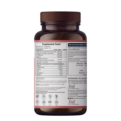 Zephivo Miduty by Palak Notes Anxiety Anger Mood Calm Supplement For Happy Mood, Anti Depressant - KSM - 66 Ashwagandha Root - 5 HTP - L Tryptophan - 60 Capsules