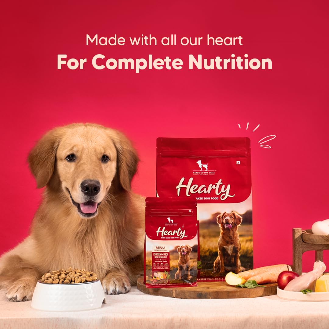 Hearty by HUFT Dry Dog Food for Adult Dogs | Oven-Baked Chicken & Duck with Brown Rice - 250 Gm | Natural, Complete & Balanced Pet Food | No Soy, Corn, GMO