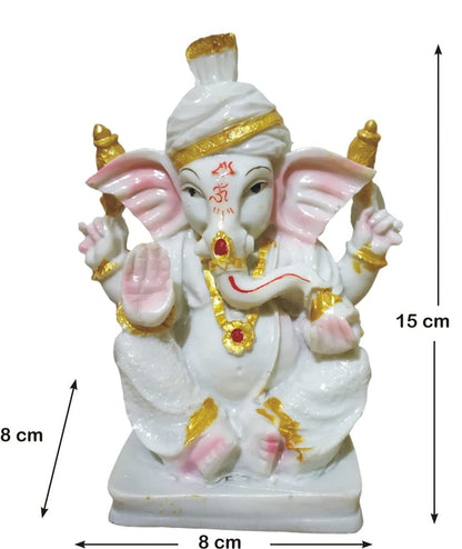 Ganesha Ganesh Ganpati Gajanan Statue Idol Murti Gift Item Decorative Showpiece Multicolor Polyresin Pack of 1 (B006)