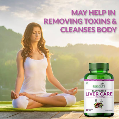 Simply Herbal Plant Based Liver Detox Tablet, Milk Thistle Extract Supplement for Men and Women | Liver Care Health & Gall Bladder Health Supplement | Dandelion, Drumstick, Green Turmeric (60 Tablets)