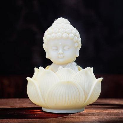 Nostrae Buddha with Lotus Show Pieces for Home Decor Living Room Decor Items | Cute Showpieces Gift Item for Decoration | Serene Center Table Tv Showcase Office Interior Statue Figurines