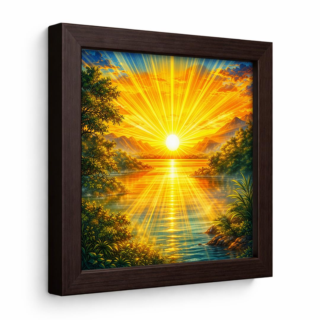 Rising Sun Vastu Golden Sunrise Radiance Nature Harmony Spiritual Scenic Framed Poster Artwork Decor Painting