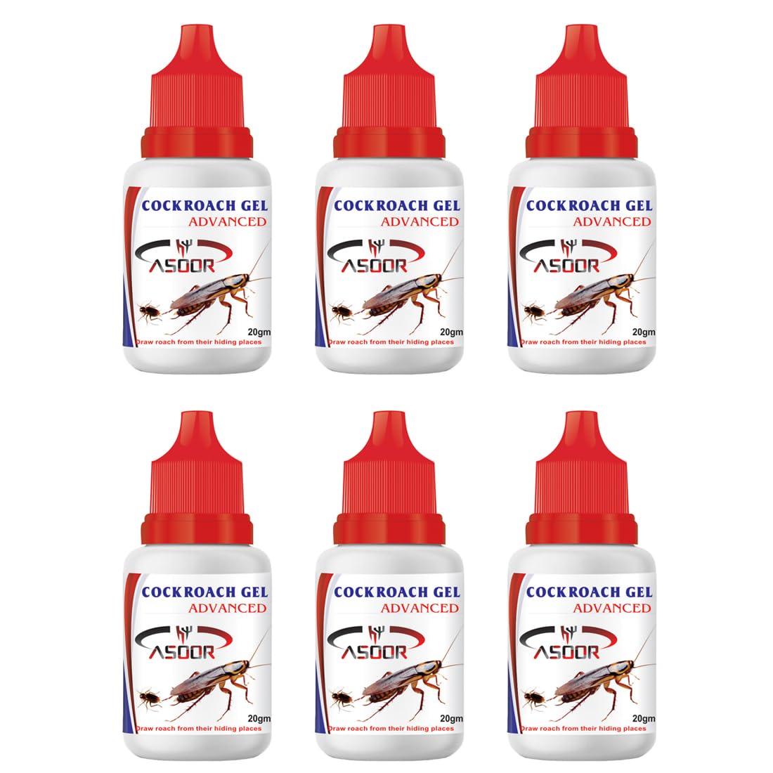 Asoor Anti Roach Cockroach Killer Gel - 20 Grams (Pack of 6) - Insect Repellent