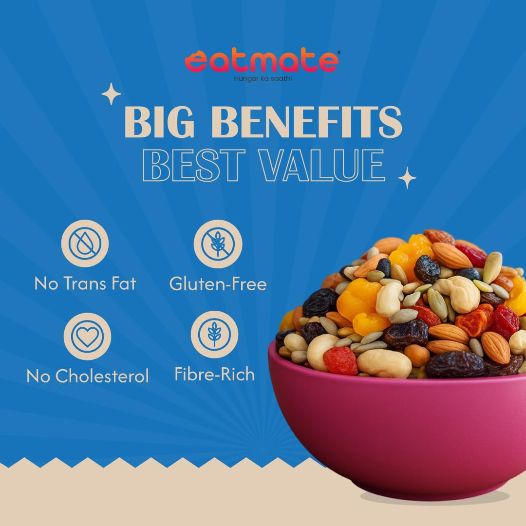 Eatmate Absolute Healthy Dry Fruits and seedMix, Premium Trail Mix | Healthy MixedSeed with Dry Fruits, Almond, Cashew, Cranberry, Pumpkin, Sunflower, Black Raisins