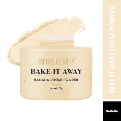 SWISS BEAUTY Bake It Away Makeup Natural Loose Powder | Lightweight Setting Powder | Loose Compact Powder For All Skin Types | Shade 01 Banana, 28g