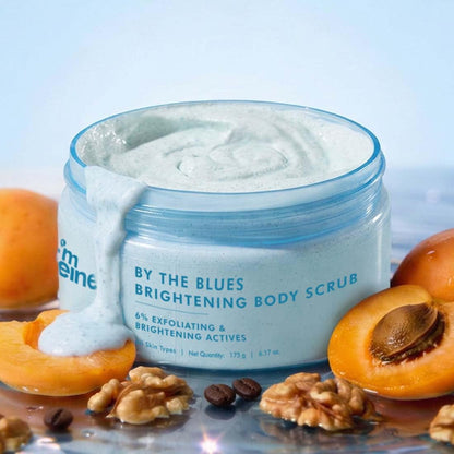 mCaffeine 2-in-1 By The Blues Exfoliating & Brightening Body Scrub | 6% Multi-Action Actives with Niacinamide, Walnut & Apricot | Glycerin for Hydration | Aqua-Fresh Fragrance - 175g
