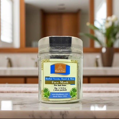 Khadi Pure Herbal Neem, Basil & Mint Face Mask (Anti-Acne), 50 g, Beige, (KPNEMFPX1)