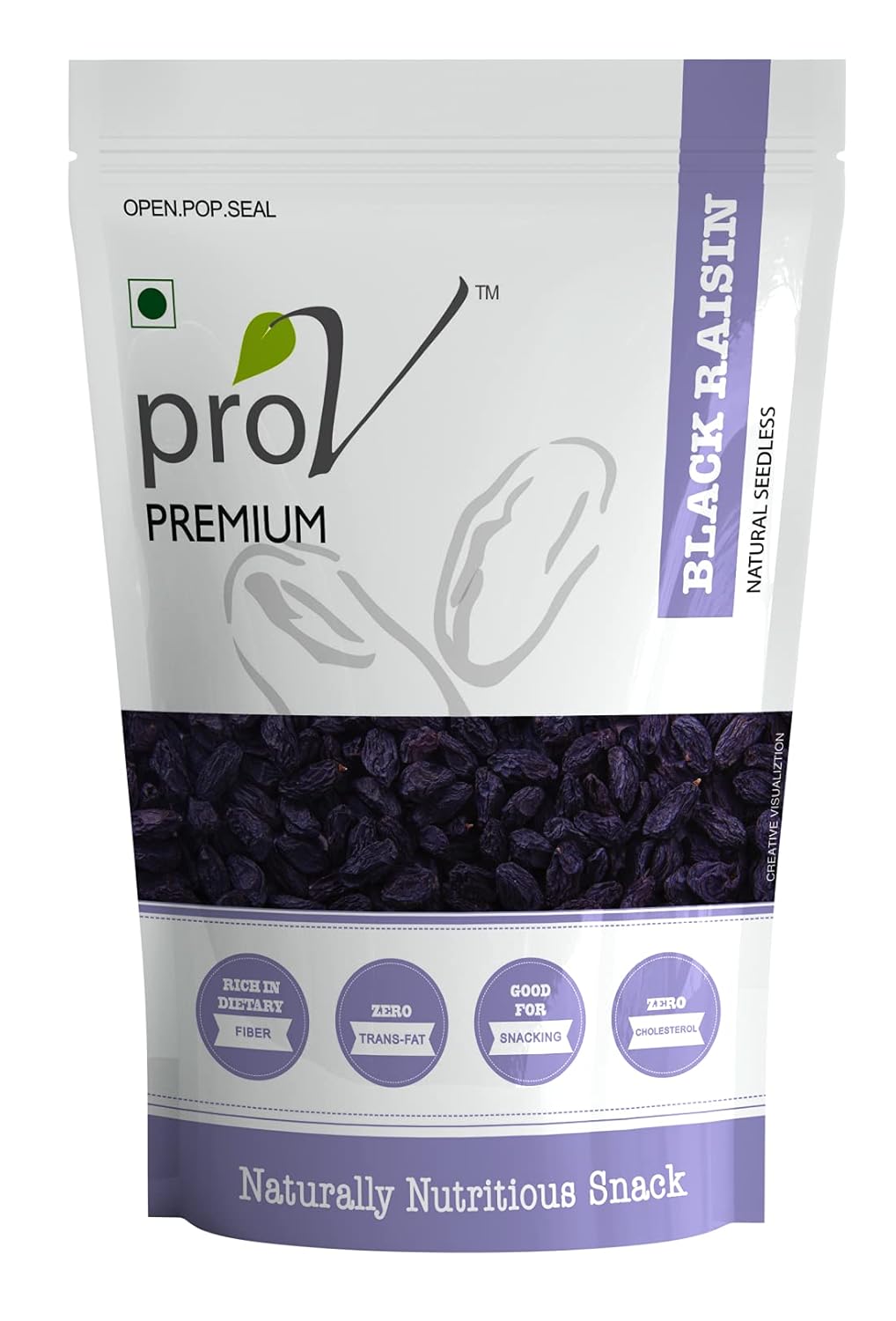ProV Premium Black Raisins Seedless | Naturally Sweet Kismis | Rich in Iron, Fiber & Antioxidants | Healthy Dry Fruit Snack | 250g