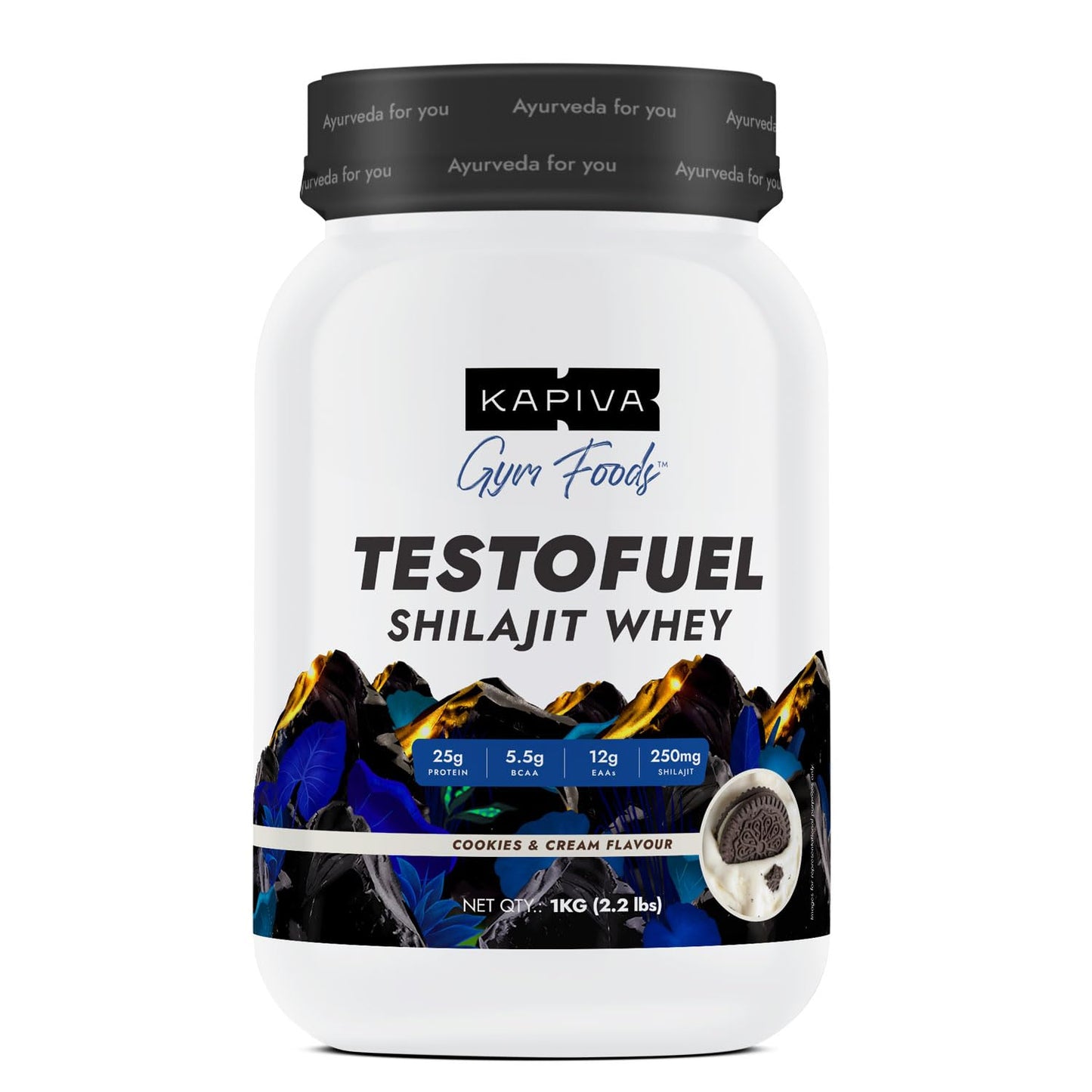 Kapiva Testofuel Shilajit Whey Protein| 25g Protein | 250mg Shilajit | 5.5g BCAA | Faster Absorption | Digezyme blend | WADA Compliant | 1Kg/ 2.2lb