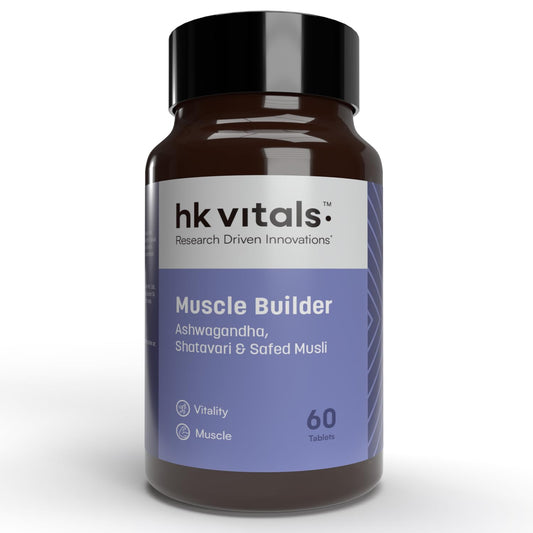 HealthKart hk vitals Muscle Builder (60 Tablets) | Blend of Ashwagandha, Shatavari and Safed Musli | For Immunity, Muscle Strength and Vitality