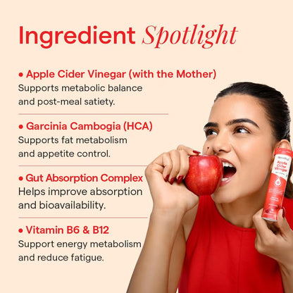 The Good Bug Apple Cider Vinegar Effervescent with Mother - 15 Tablets | Vit B6 & B12 | Boosts Metabolism, Controls Cravings | 500mg ACV, 500mg Garcinia | No Added Sugar, No Maltodextrin