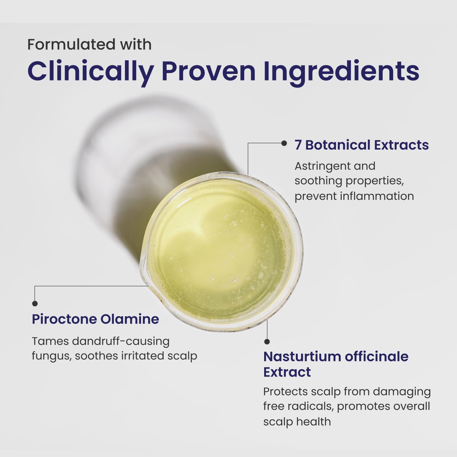 Jar of cream with text about clinically proven ingredients on a light gray background