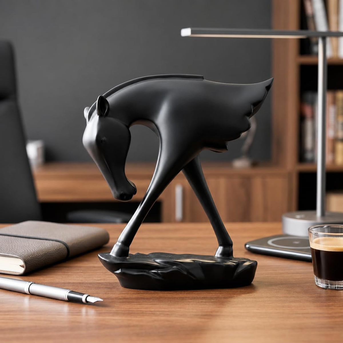 Elegant Black Horse Artefact for Home and Office Décor (Pack of 1, Black)