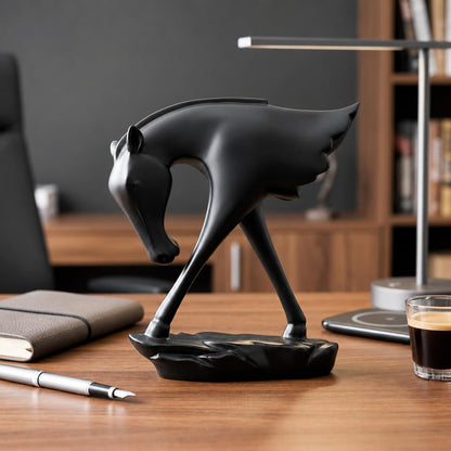 Elegant Black Horse Artefact for Home and Office Décor (Pack of 1, Black)
