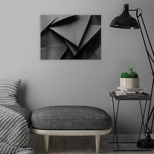Wood Framed Canvas - Wall Decor for Living Room, Bedroom, Office, Hotels, Drawing Room (22in X14in) - Black Abstract 3D Design