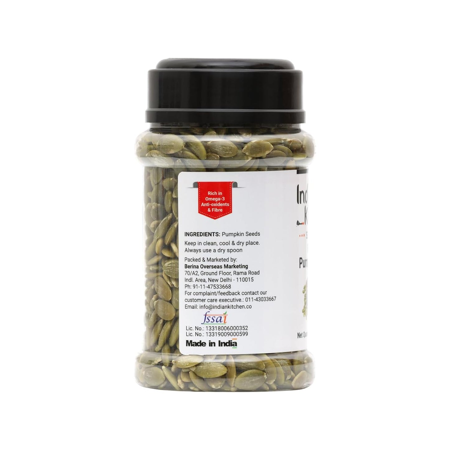 Indian Kitchen Roasted Pumpkin Seeds - Protein and Fibre Rich Superfood - 200g