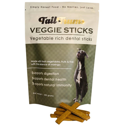 TailTrums Dog Sticks – Veggie Sticks 450g | Healthy Dog Food | Freshly Baked Dog Treats | All-Natural & Preservative-Free | Dog Dental Stick | Human-Grade Ingredients (All Breeds)