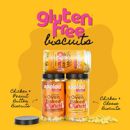 applod Crunch-a-Licious Chicken & Cheese Dog Biscuits for Puppies & Adult Dogs | Gluten-Free Crunchy Dog Treats Made with Real Chicken Protein | Healthy Training & Reward Snacks | 800g
