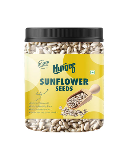 Hunger 0 Premium Raw Sunflower Seeds for Eating| High Protein & Fibre Snack | Antioxidant-Rich Surajmukhi ke Beej for Healthy Diet, Heart Wellness & Daily Nutrition | Jar Pack