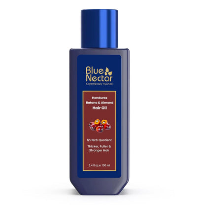 Blue Nectar Raw Batana Oil for Hair Growth Organic | 100% Pure Blend of Batana Hair Oil from Honduras for Thicker & Fuller Appearance (12 Herbs, 100 ml)