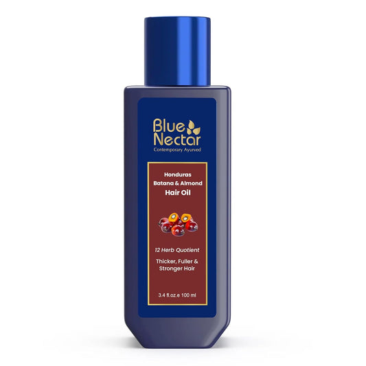Blue Nectar Raw Batana Oil for Hair Growth Organic | 100% Pure Blend of Batana Hair Oil from Honduras for Thicker & Fuller Appearance (12 Herbs, 100 ml)