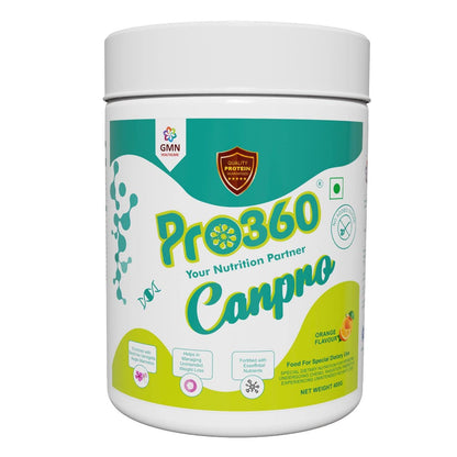 Pro360 Canpro Nutrition Supplement Powder for Chemo/Radiation Therapy Induced Weight Loss, Protein Rich with Essential Nutrients, Orange Flavor, 400G (Pack of 1), Powder