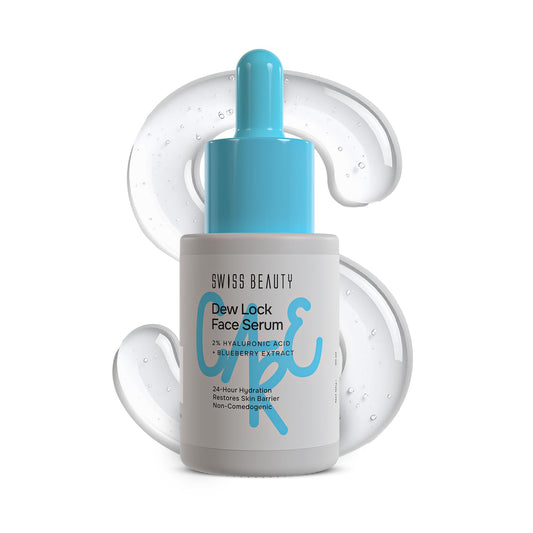 Swiss Beauty Care Dew Lock Face Serum | 24-Hour Hydration | 2% Hyaluronic Acid & Blueberry Extract | Lightweight | 30ml