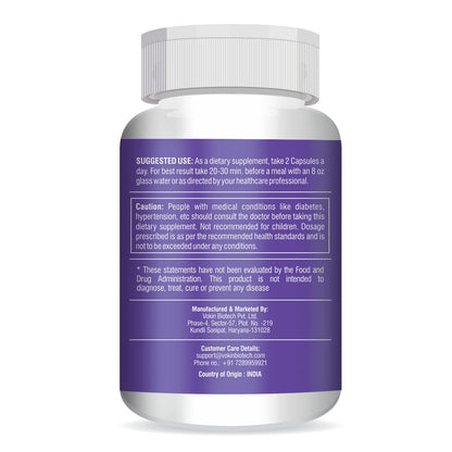 Supplement bottle with purple label on a white background