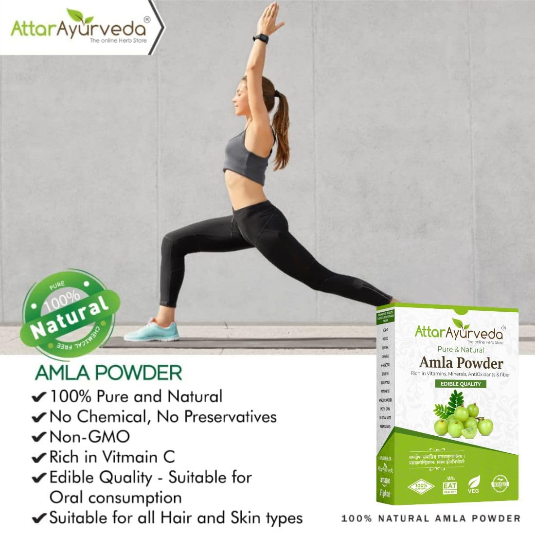 Attar Ayurveda Pure Amla Powder For Hair Growth (250 grams) | Ideal for Hair, Eating, Drinking & Skin