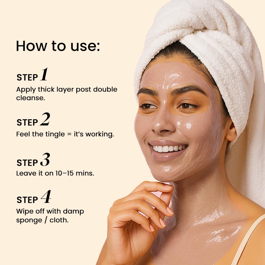 BiE O2WOW Oxygenating & Firming Face Mask | Detan, Pigmentation & Dark Spot Care | Instant Tan Removal | Acai Berry, Ginseng Stem Cells & Vital Oxygen | All Skin Types | 50gm