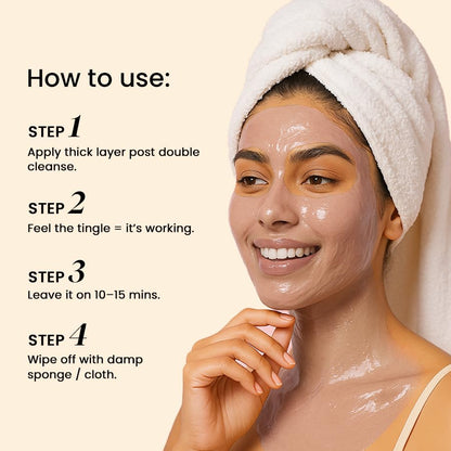 BiE O2WOW Oxygenating & Firming Face Mask | Detan, Pigmentation & Dark Spot Care | Instant Tan Removal | Acai Berry, Ginseng Stem Cells & Vital Oxygen | All Skin Types | 50gm