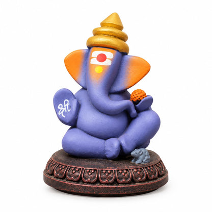 Lord Ganesha Idol with Mouse | 4 Inch Matt Finish Resin Murti | Solid Purple | for Home, Office, Car Dashboard & Gifting