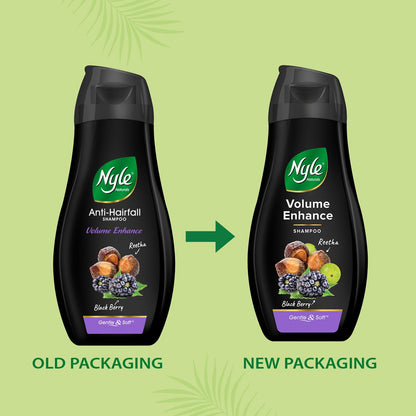 Nyle Naturals Volume Enhance Anti Hairfall Shampoo, With Reetha And Blackberry, 180ml, (NYAM0180VE03R)