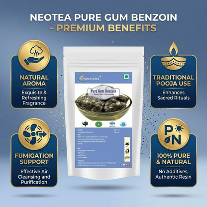 Neotea Pure Gum Benzoin Resin Paal Sambrani Natural Fragrance Paal Sambrani | Premium Indian Loban Dhoop100 gm