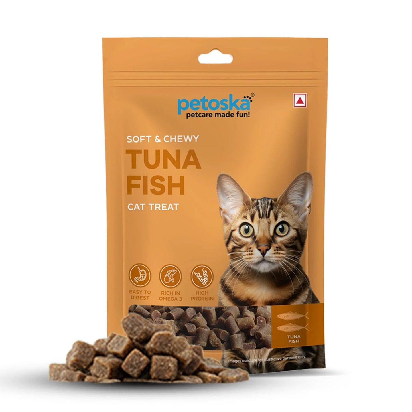 Petoska Tuna Fish Cat Treats –100g | Air-Dried Real Tuna Bites with Taurine & Omega-3 | Chewy High-Protein Snack for Shiny Fur, Lean Muscles & Joint Strength | for Kittens & Adult Cats