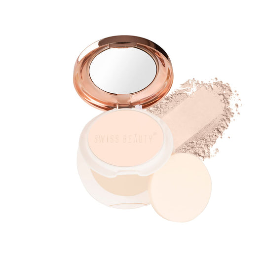 Swiss Beauty Oil Control Compact Powder | Lightweight Compact Powder For Matte Flawless Finish | Face Makeup, Shade 01 Pearl-Ivory, 20 Gm |